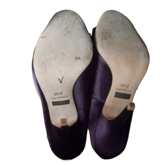 Badgley Mischka Plum Purple Banner Peep Toe Rhinestone Heels Size 8 1/2 - Picture 10 of 10